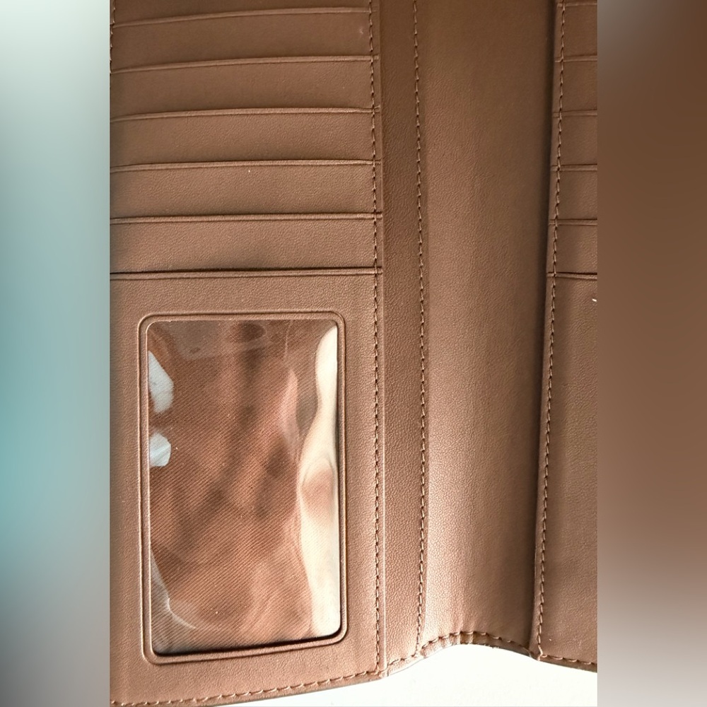 Coach Slim Trifold Wallet in Signature Canvas in Light Khaki/Saddle C5966 - Picture 6 of 6